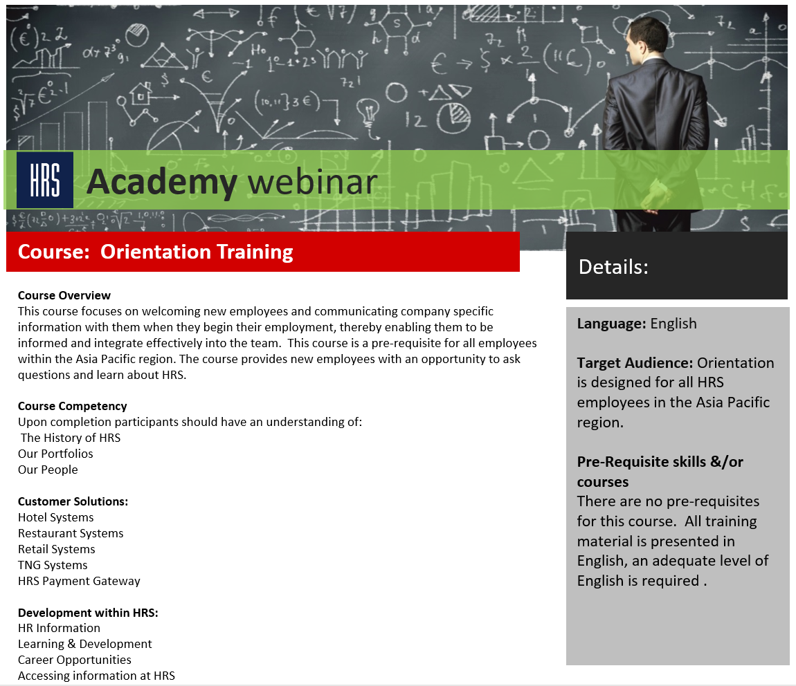HRS Academy: Orientation Training